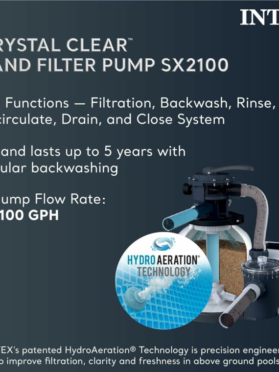Intex Rectangular Above Ground Pool Set with Sand Filter Pump, Cover & Ladder - 4545 Gallons, 26355EH Model