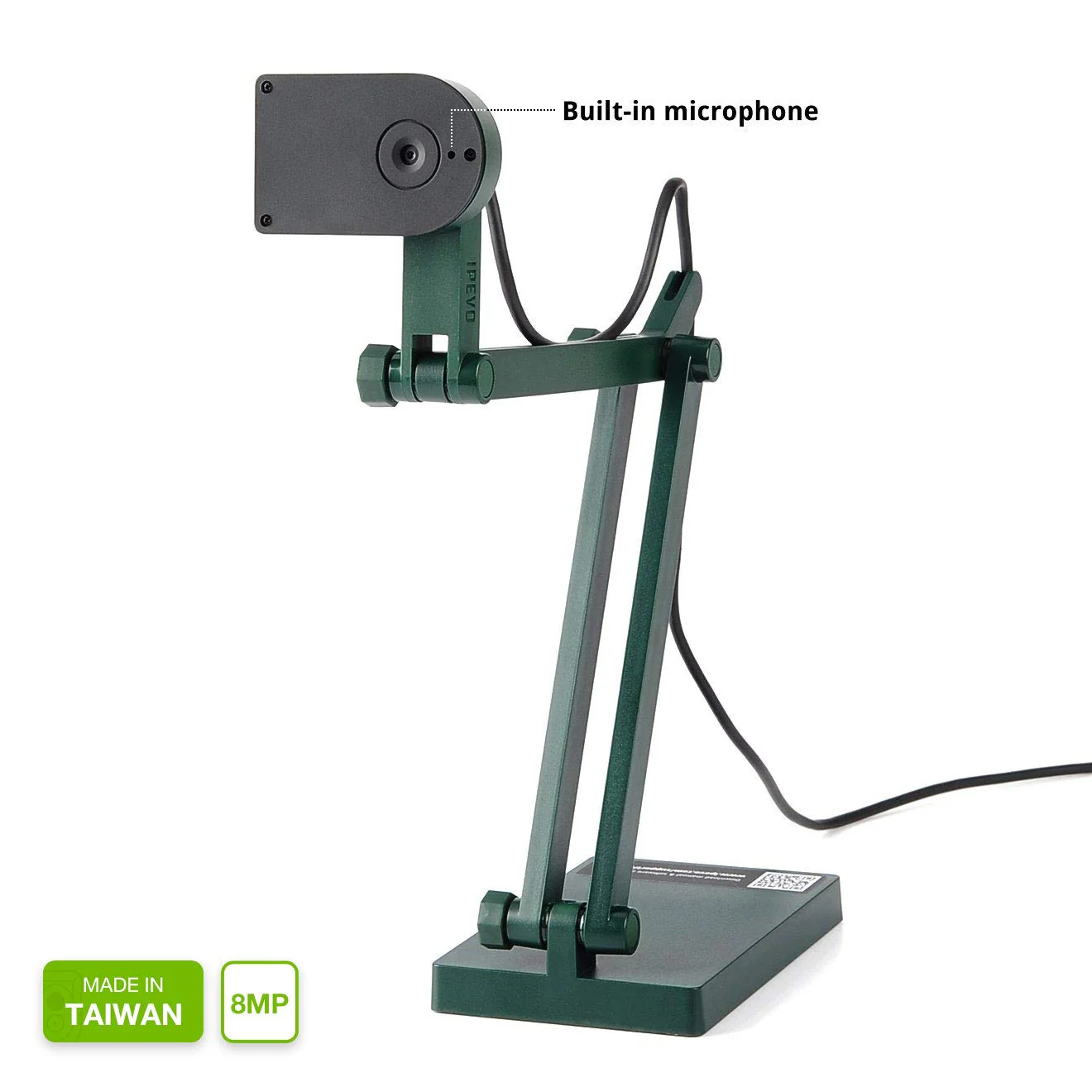 IPEVO V4K 8MP USB Document Camera, Ultra HD, High Frame Rate, Multi-Jointed Stand, Mac/PC/Chromebook Compatible