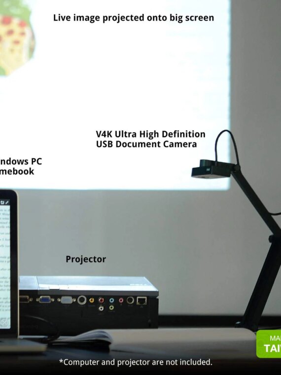 IPEVO V4K 8MP USB Document Camera, Ultra HD, High Frame Rate, Multi-Jointed Stand, Mac/PC/Chromebook Compatible