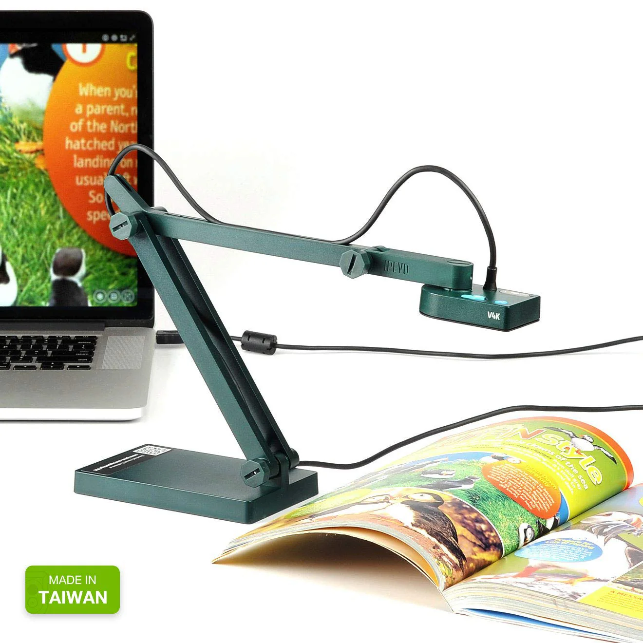 IPEVO V4K 8MP USB Document Camera, Ultra HD, High Frame Rate, Multi-Jointed Stand, Mac/PC/Chromebook Compatible