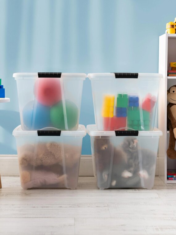 IRIS 6-Pack 54 Qt Stackable Clear Plastic Storage Bins with Lids, USA-Made, BPA-Free