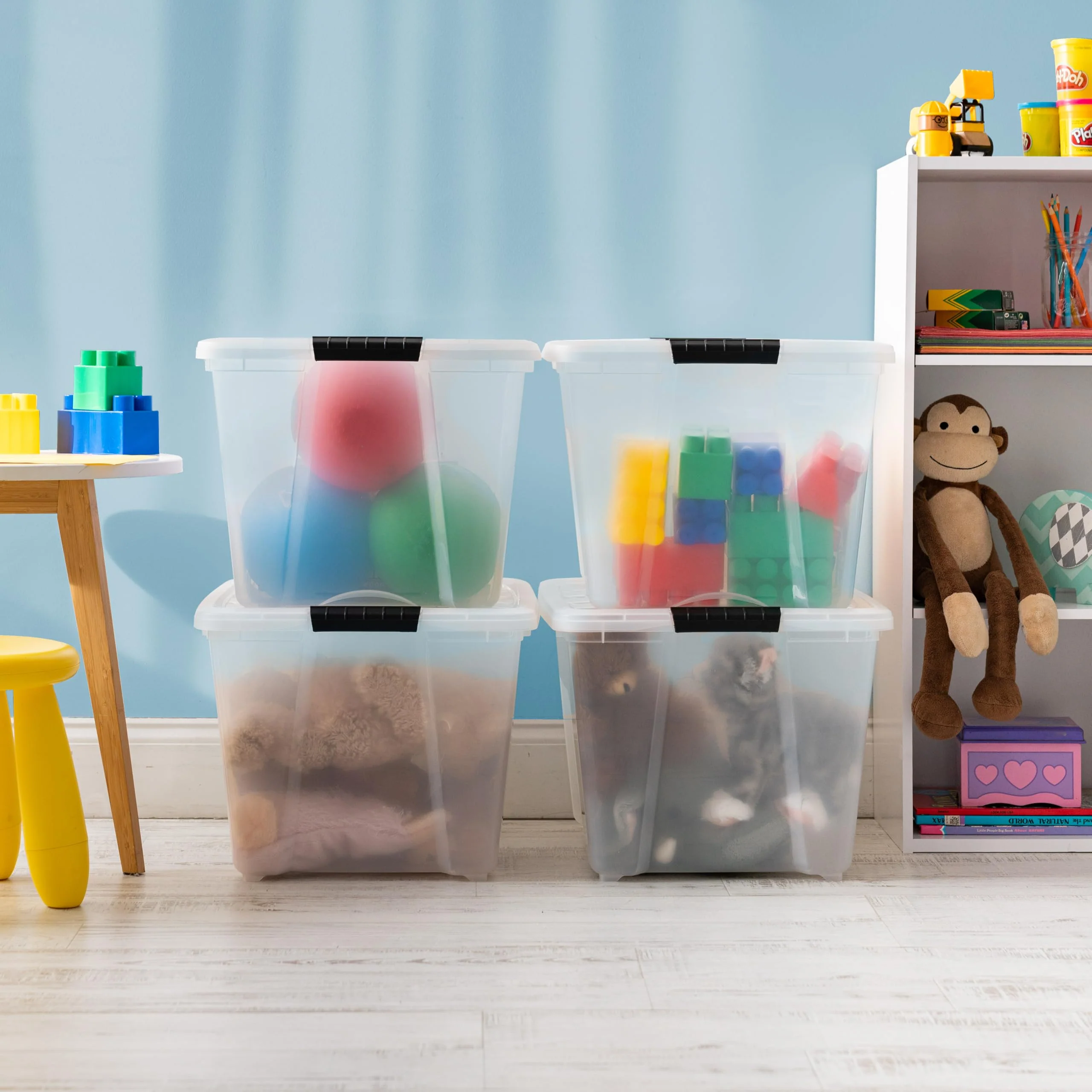 IRIS 6-Pack 54 Qt Stackable Clear Plastic Storage Bins with Lids, USA-Made, BPA-Free