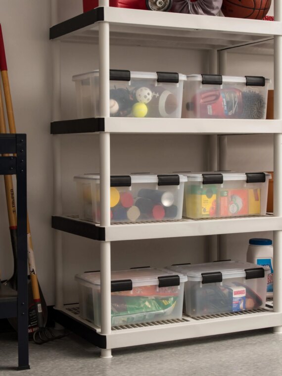 IRIS USA WeatherPro 19 Qt Storage Bins 6 Pack with Lids, Weatherproof Seal, Stackable, BPA-Free