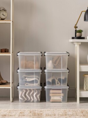 IRIS USA WeatherPro 19 Qt Storage Bins 6 Pack with Lids, Weatherproof Seal, Stackable, BPA-Free