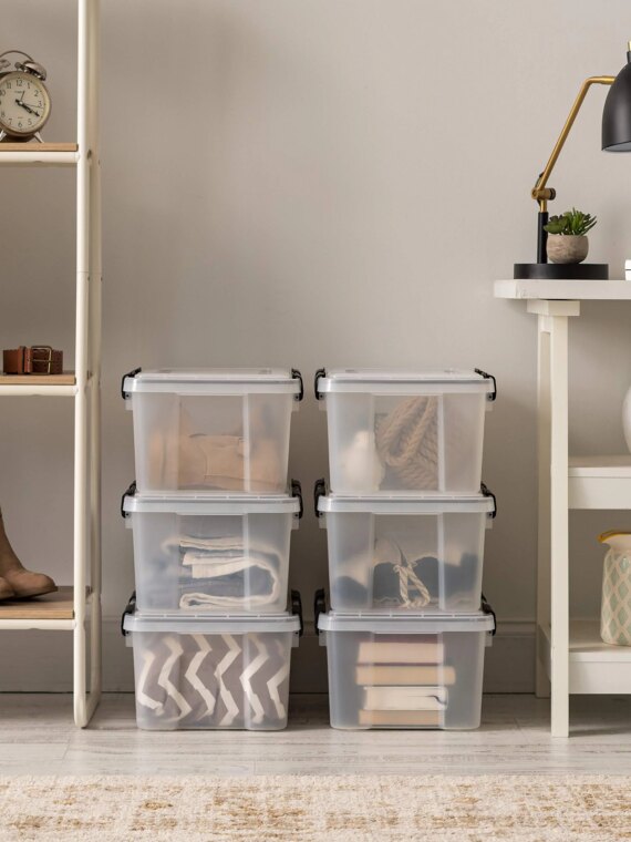 IRIS USA WeatherPro 19 Qt Storage Bins 6 Pack with Lids, Weatherproof, Stackable, BPA-Free