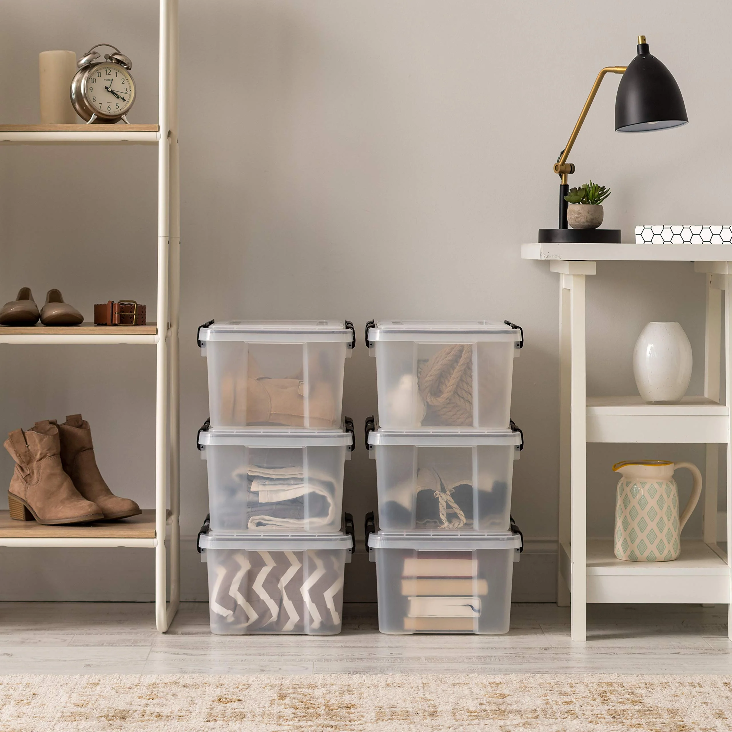 IRIS USA WeatherPro 19 Qt Storage Bins 6 Pack with Lids, Weatherproof, Stackable, BPA-Free