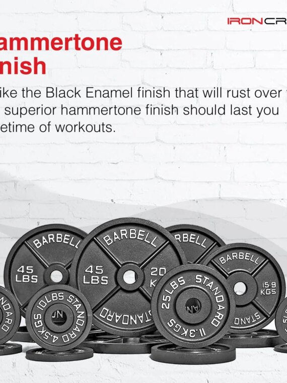 Iron Crush 45LB Olympic Weight Plates 2-Pack, Cast Iron, Durable Hammertone Finish, Easy Grip