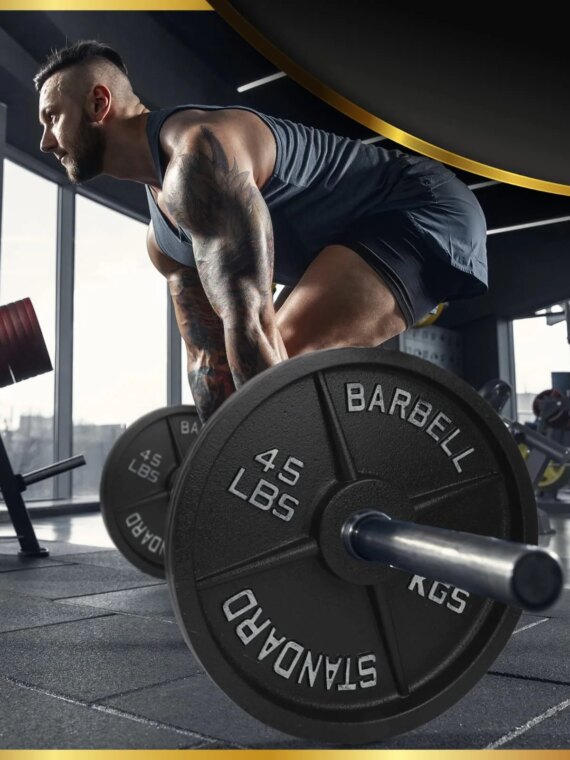 Iron Crush 45LB Olympic Weight Plates 2-Pack, Cast Iron, Durable Hammertone Finish, Easy Grip