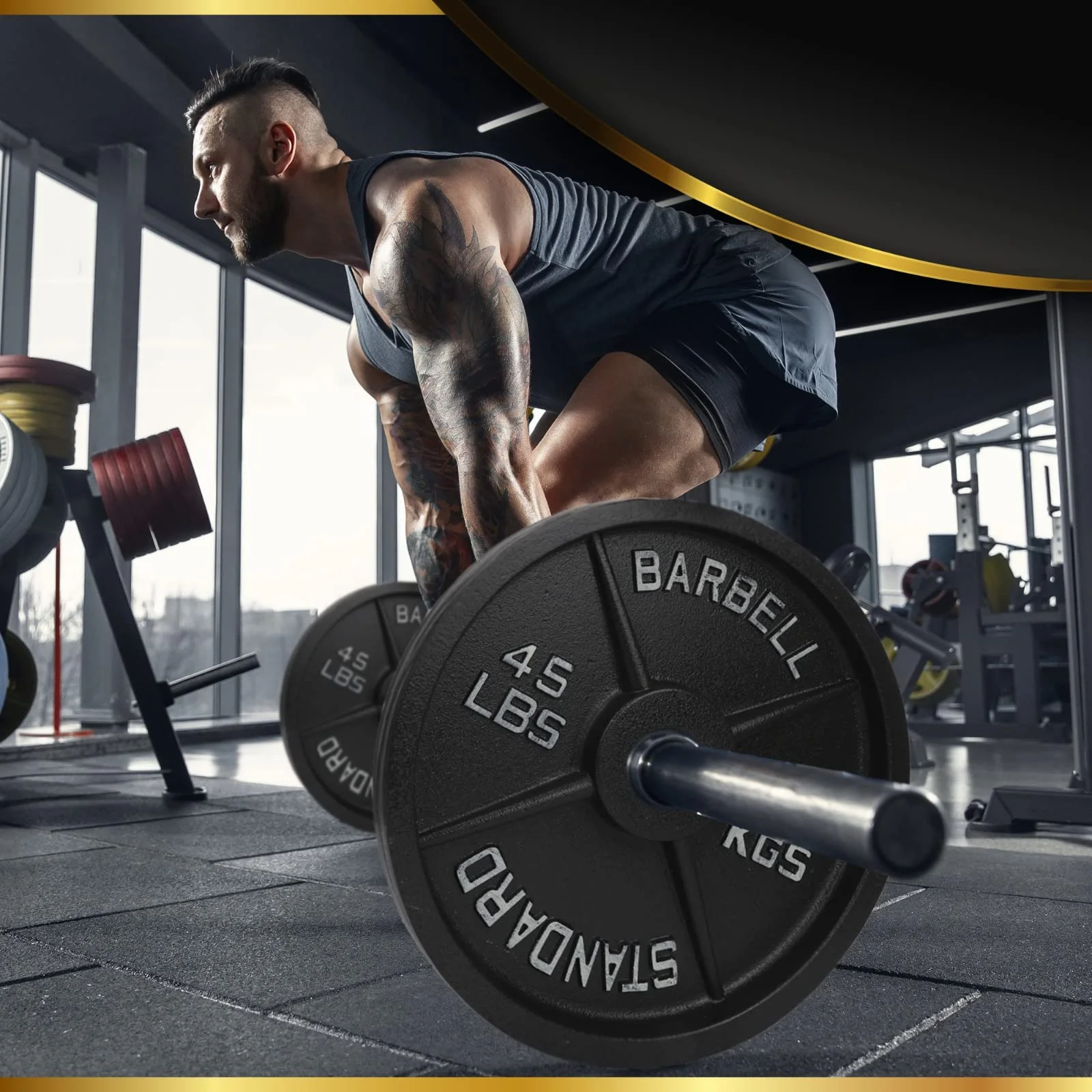 Iron Crush 45LB Olympic Weight Plates 2-Pack, Cast Iron, Durable Hammertone Finish, Easy Grip