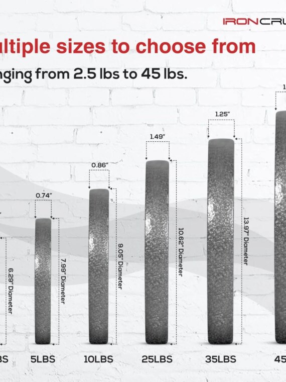 Iron Crush 45LB Olympic Weight Plates 2-Pack, Cast Iron, Durable Hammertone Finish, Easy Grip