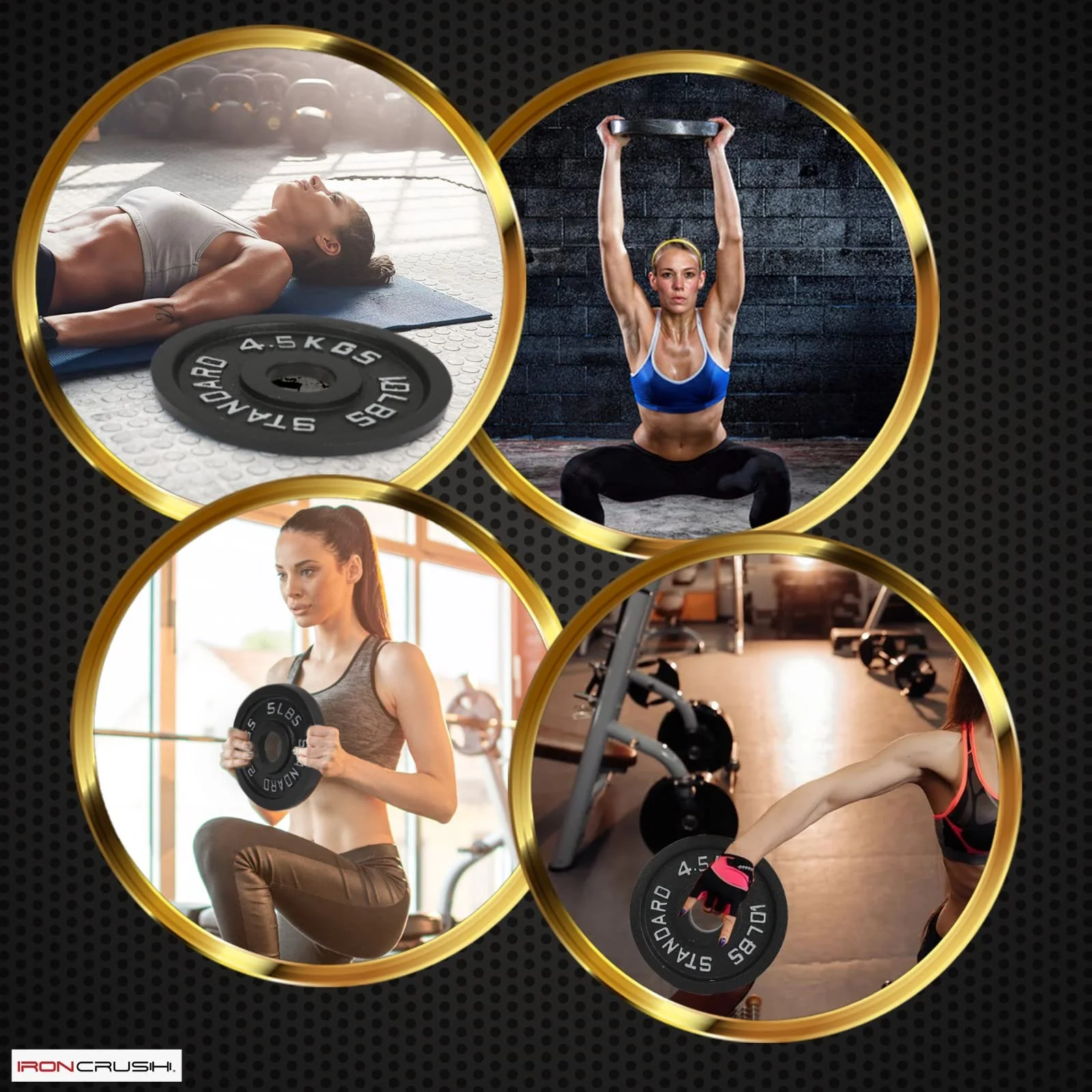 Iron Crush 45LB Olympic Weight Plates 2-Pack, Cast Iron, Durable Hammertone Finish, Easy Grip