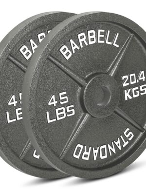 Iron Crush 45LB Olympic Weight Plates 2-Pack, Cast Iron, Durable Hammertone Finish, Easy Grip