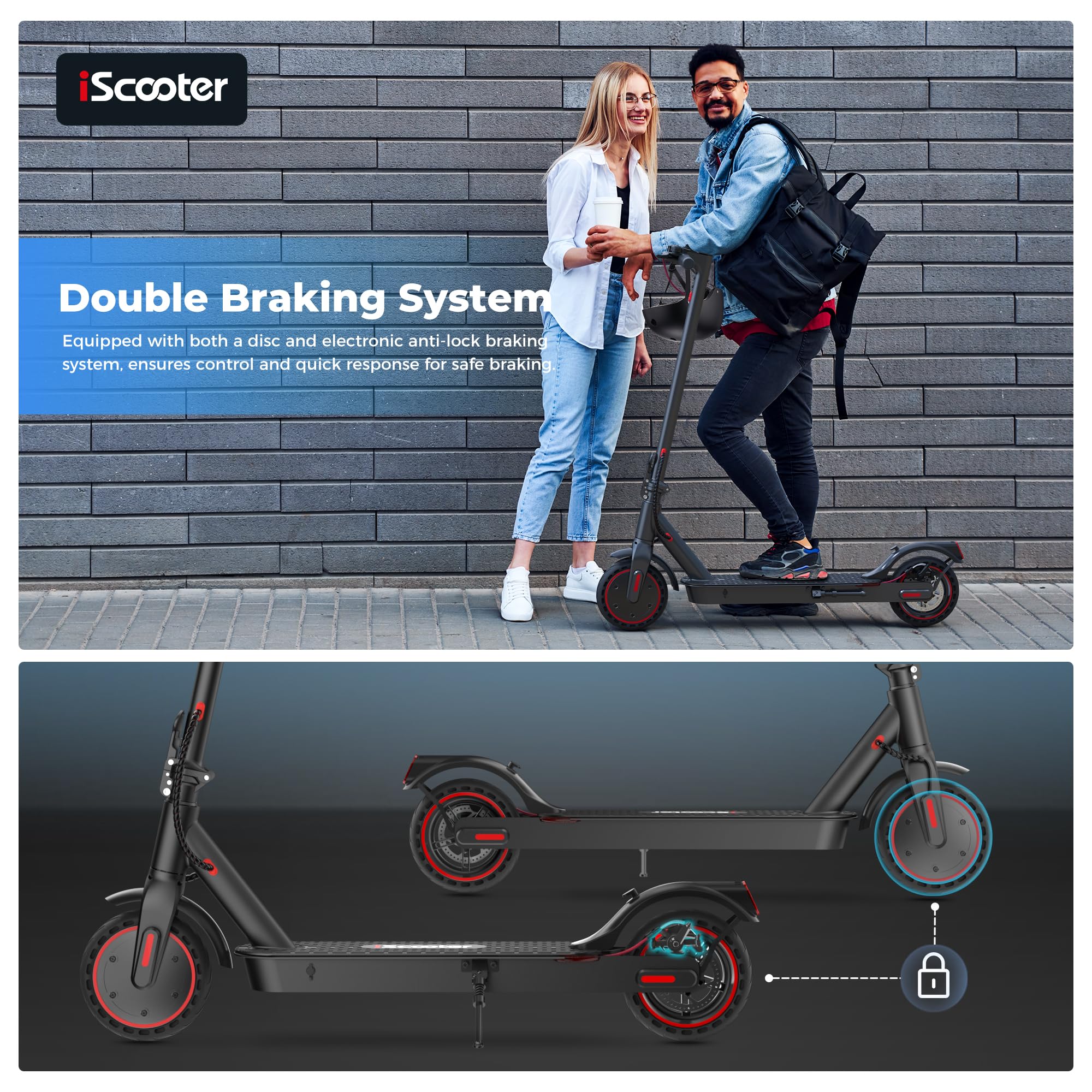 iScooter Foldable Electric Commuter Scooter, 350W Motor, 19mph, 18-Mile Range, Bluetooth App, UL2272 Certified