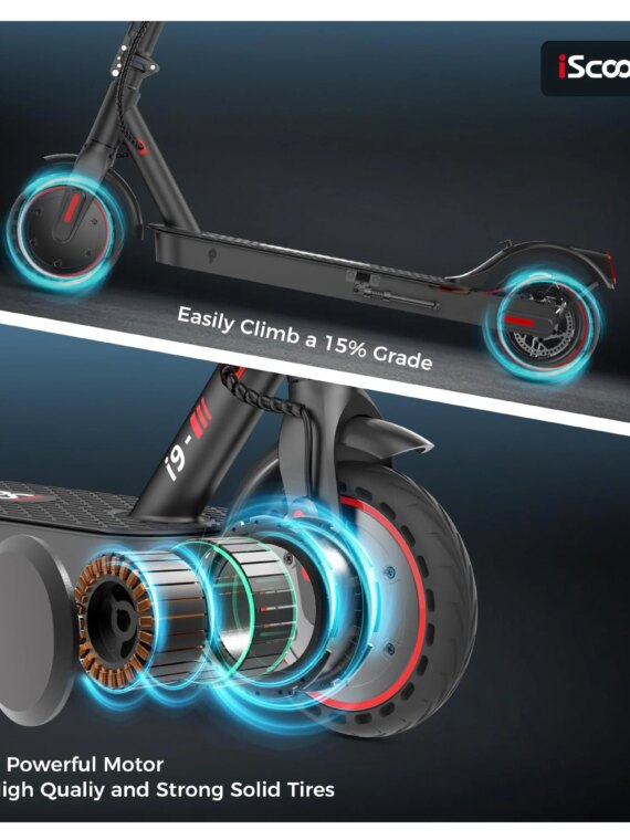 iScooter Foldable Electric Commuter Scooter, 350W Motor, 19mph, 18-Mile Range, Bluetooth App, UL2272 Certified