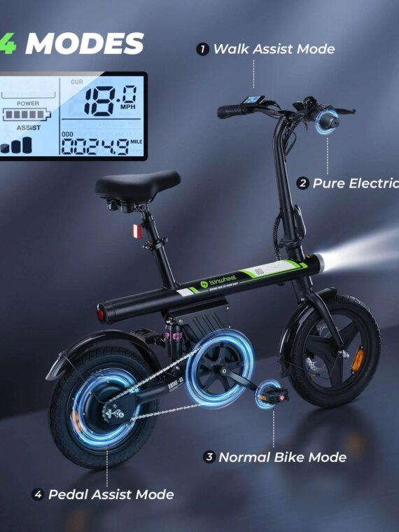 Isinwheel U1 Electric Bike 750W Motor, Foldable, 25 Mile Range, 20 MPH, UL2849 Certified, Dual Disc Brakes