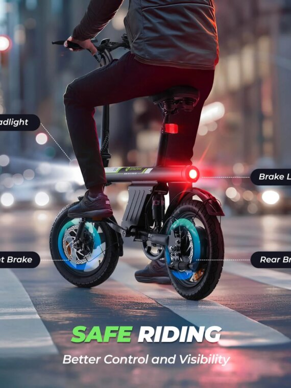 Isinwheel U1 Electric Bike 750W Motor, Foldable, 25 Mile Range, 20 MPH, UL2849 Certified, Dual Disc Brakes