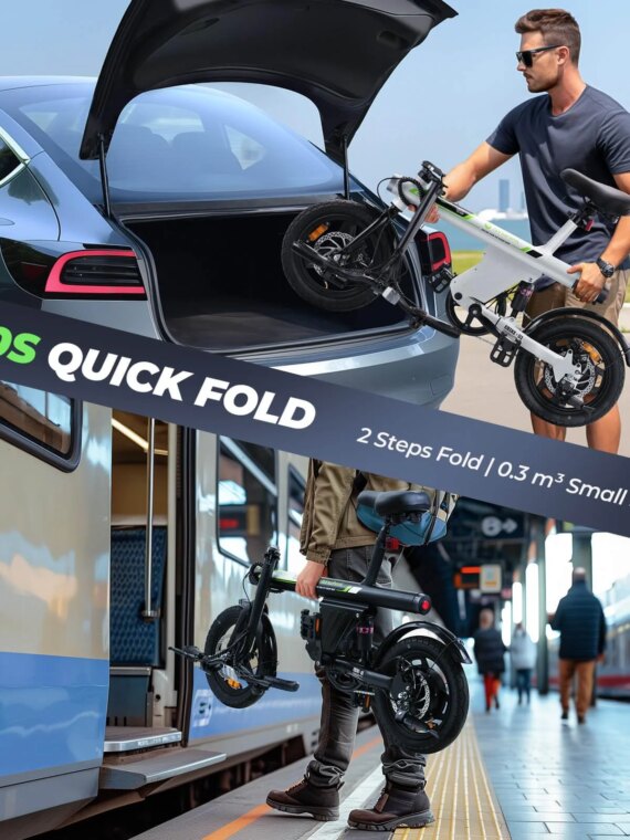 Isinwheel U1 Electric Bike 750W Motor, Foldable, 25 Mile Range, 20 MPH, UL2849 Certified, Dual Disc Brakes