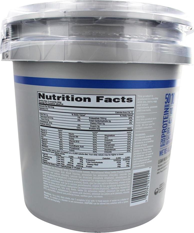 Isopure Zero Carb Whey Protein Isolate, Creamy Vanilla, 25g Protein, 7.5 lbs - Keto & Gluten-Free