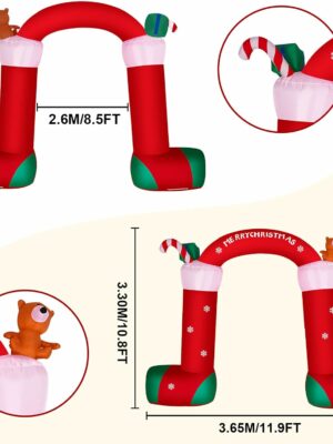 ITEFDTUTNE 12FT Christmas Inflatable Archway, Green, Waterproof Polyester, Outdoor Holiday Decoration with LED Lights