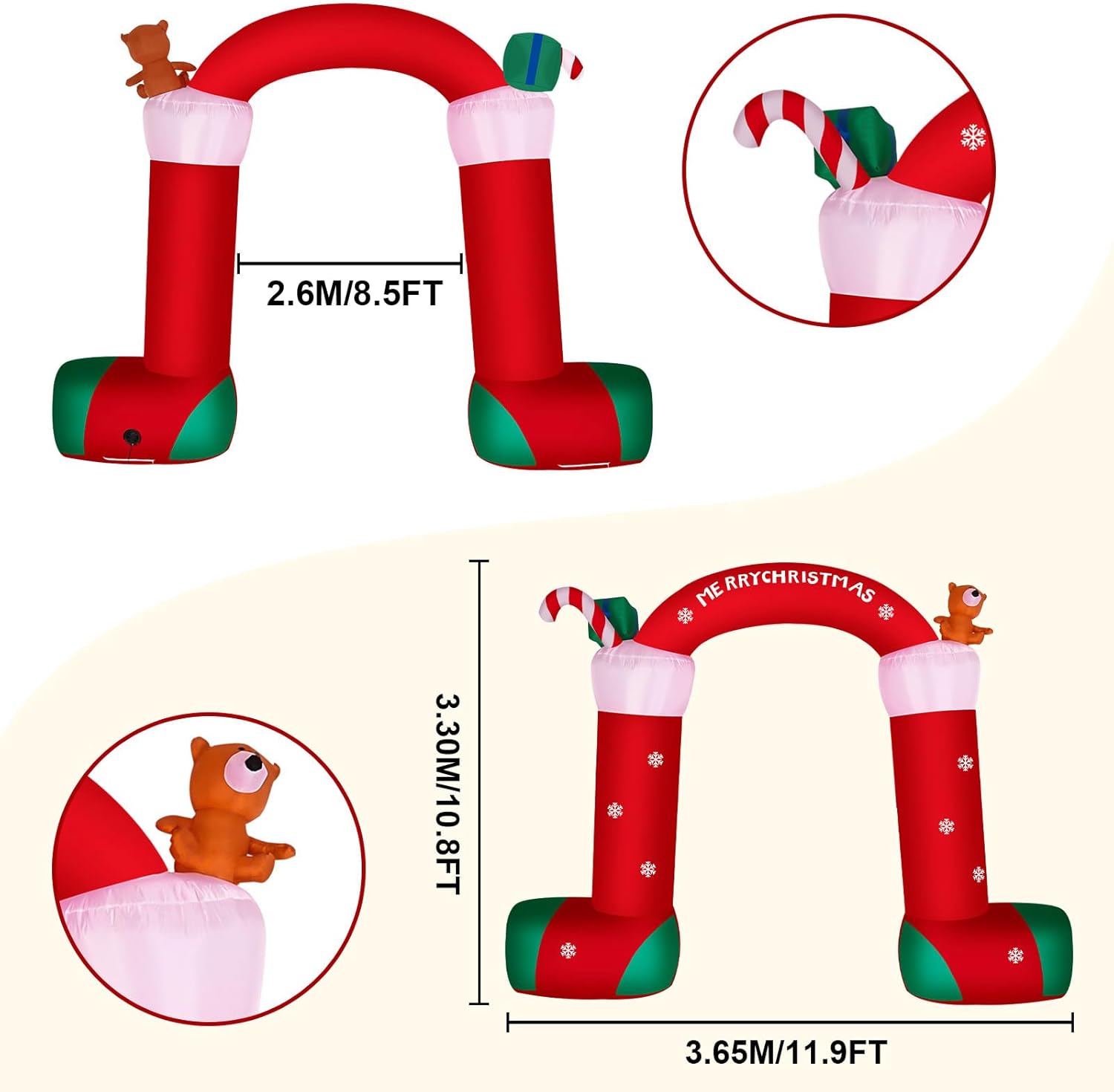 ITEFDTUTNE 12FT Christmas Inflatable Archway, Green, Waterproof Polyester, Outdoor Holiday Decoration with LED Lights