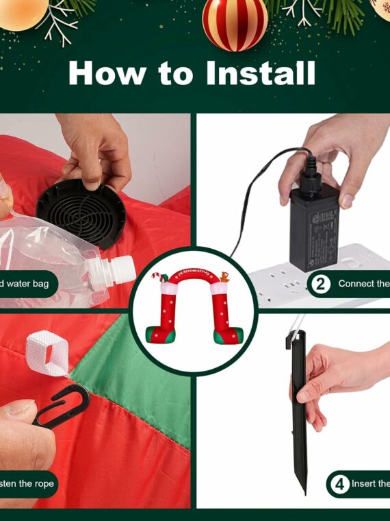 ITEFDTUTNE 12FT Christmas Inflatable Archway, Green, Waterproof Polyester, Outdoor Holiday Decoration with LED Lights