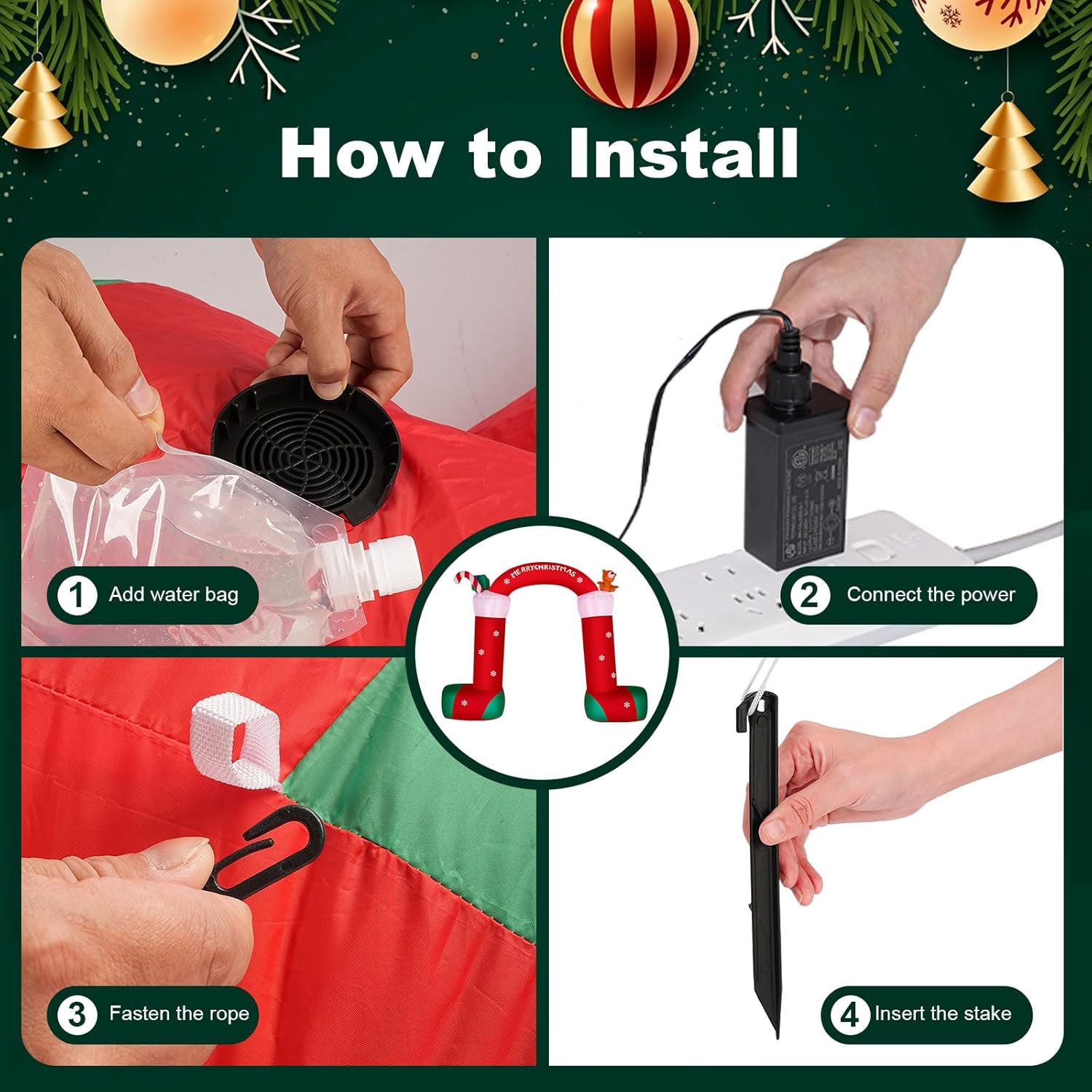 ITEFDTUTNE 12FT Christmas Inflatable Archway, Green, Waterproof Polyester, Outdoor Holiday Decoration with LED Lights