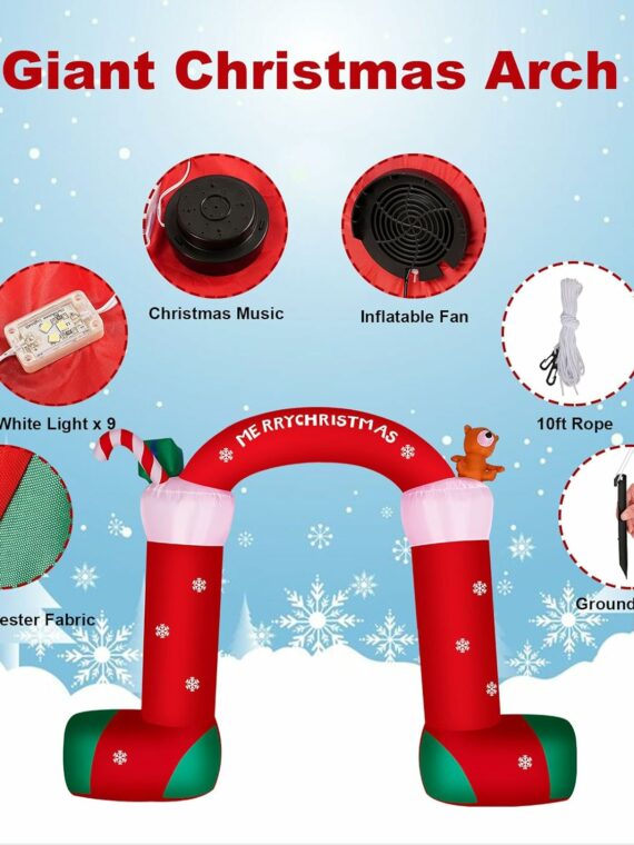 ITEFDTUTNE 12FT Christmas Inflatable Archway, Green, Waterproof Polyester, Outdoor Holiday Decoration with LED Lights