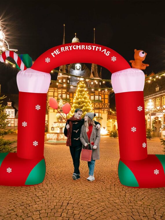 ITEFDTUTNE 12FT Christmas Inflatable Archway, Green, Waterproof Polyester, Outdoor Holiday Decoration with LED Lights