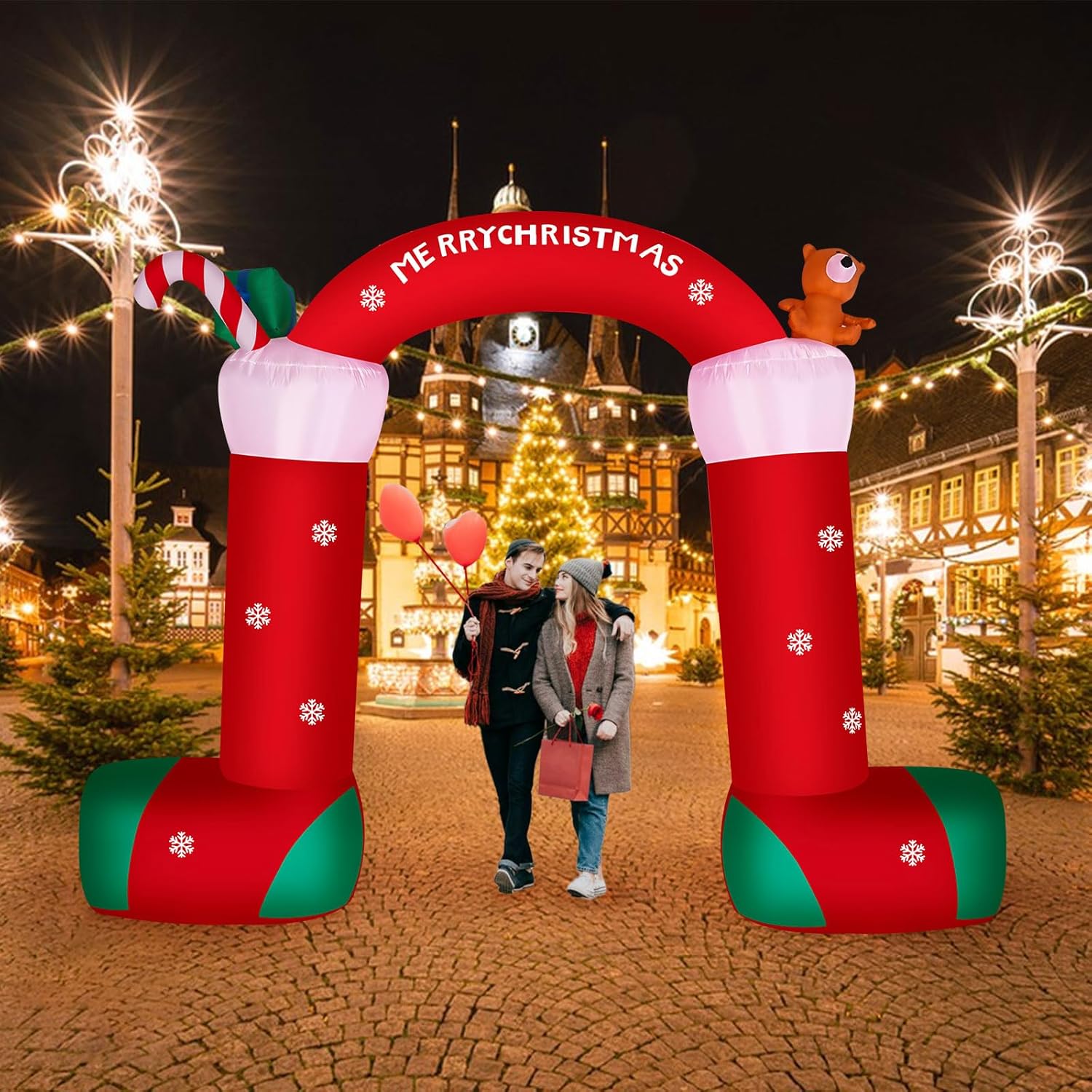 ITEFDTUTNE 12FT Christmas Inflatable Archway, Green, Waterproof Polyester, Outdoor Holiday Decoration with LED Lights