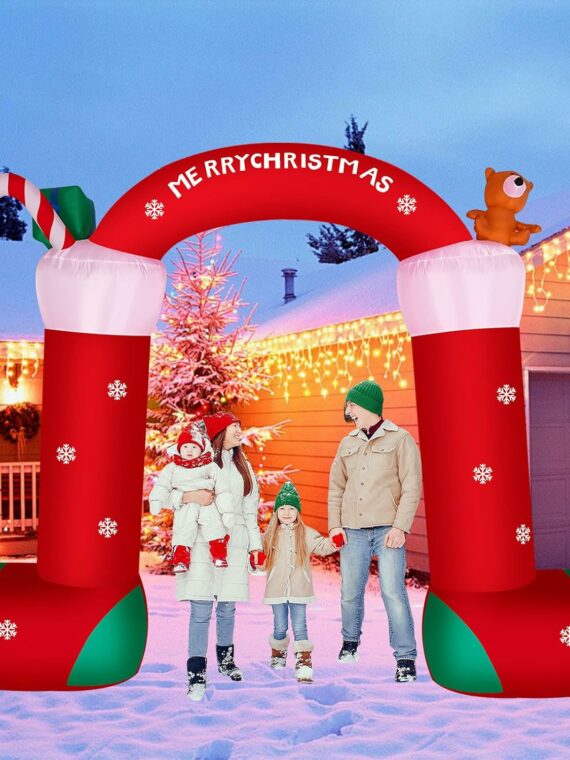 ITEFDTUTNE 12FT Christmas Inflatable Archway, Green, Waterproof Polyester, Outdoor Holiday Decoration with LED Lights