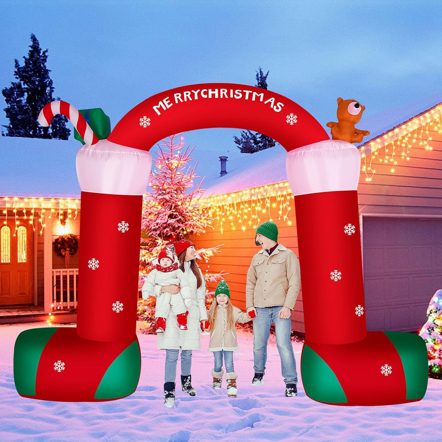 ITEFDTUTNE 12FT Christmas Inflatable Archway, Green, Waterproof Polyester, Outdoor Holiday Decoration with LED Lights