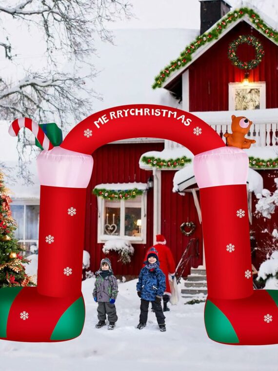 ITEFDTUTNE 12FT Christmas Inflatable Archway, Green, Waterproof Polyester, Outdoor Holiday Decoration with LED Lights