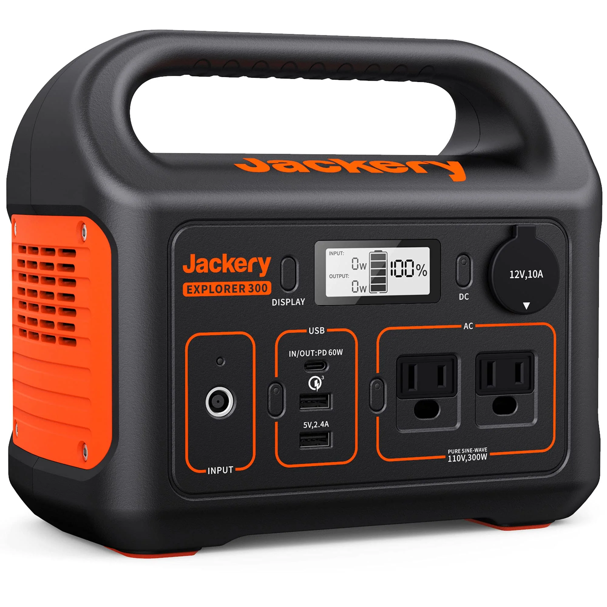 Jackery Explorer 300 Portable Power Station, 293Wh, Fast Recharge, 2 AC Outlets, 60W USB-C, Solar Compatible