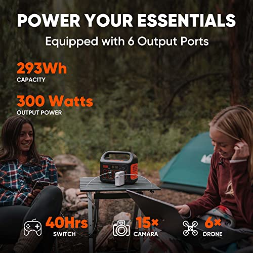 Jackery Explorer 300 Portable Power Station, 293Wh Lithium Battery, 300W Output, Dual AC Outlets, USB-C Fast Charging, Solar-Compatible
