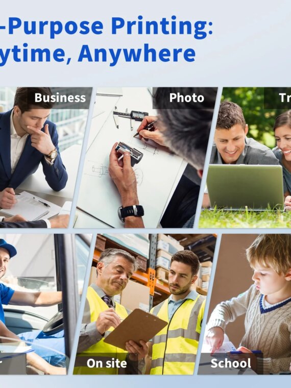 JADENS Portable Bluetooth Thermal Printer, Wireless, Ink-Free, Long Battery, Adjustable Sizes, Travel-Friendly