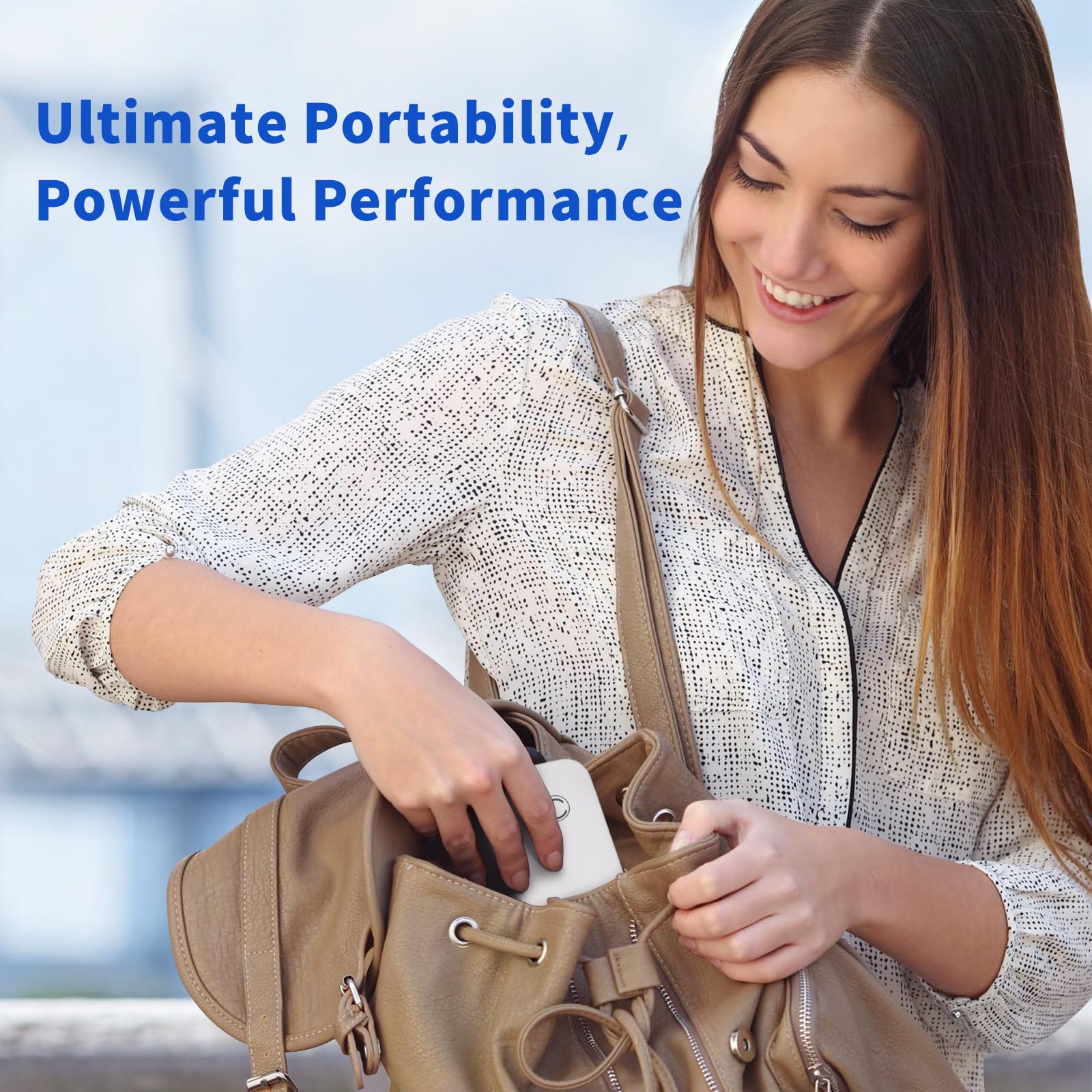 JADENS Portable Bluetooth Thermal Printer, Wireless, Ink-Free, Long Battery, Adjustable Sizes, Travel-Friendly