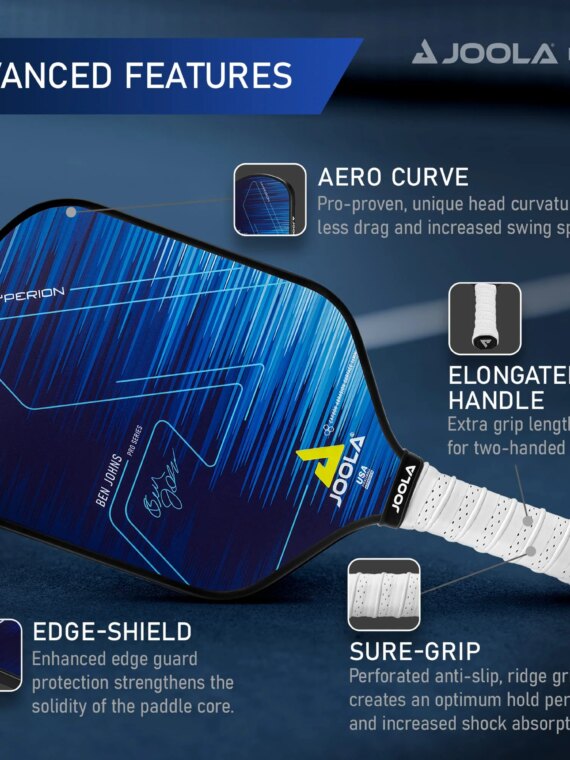 JOOLA Ben Johns Hyperion Hybrid Pickleball Paddle, CAS Surface, 16mm Core, Anti-Slip Grip