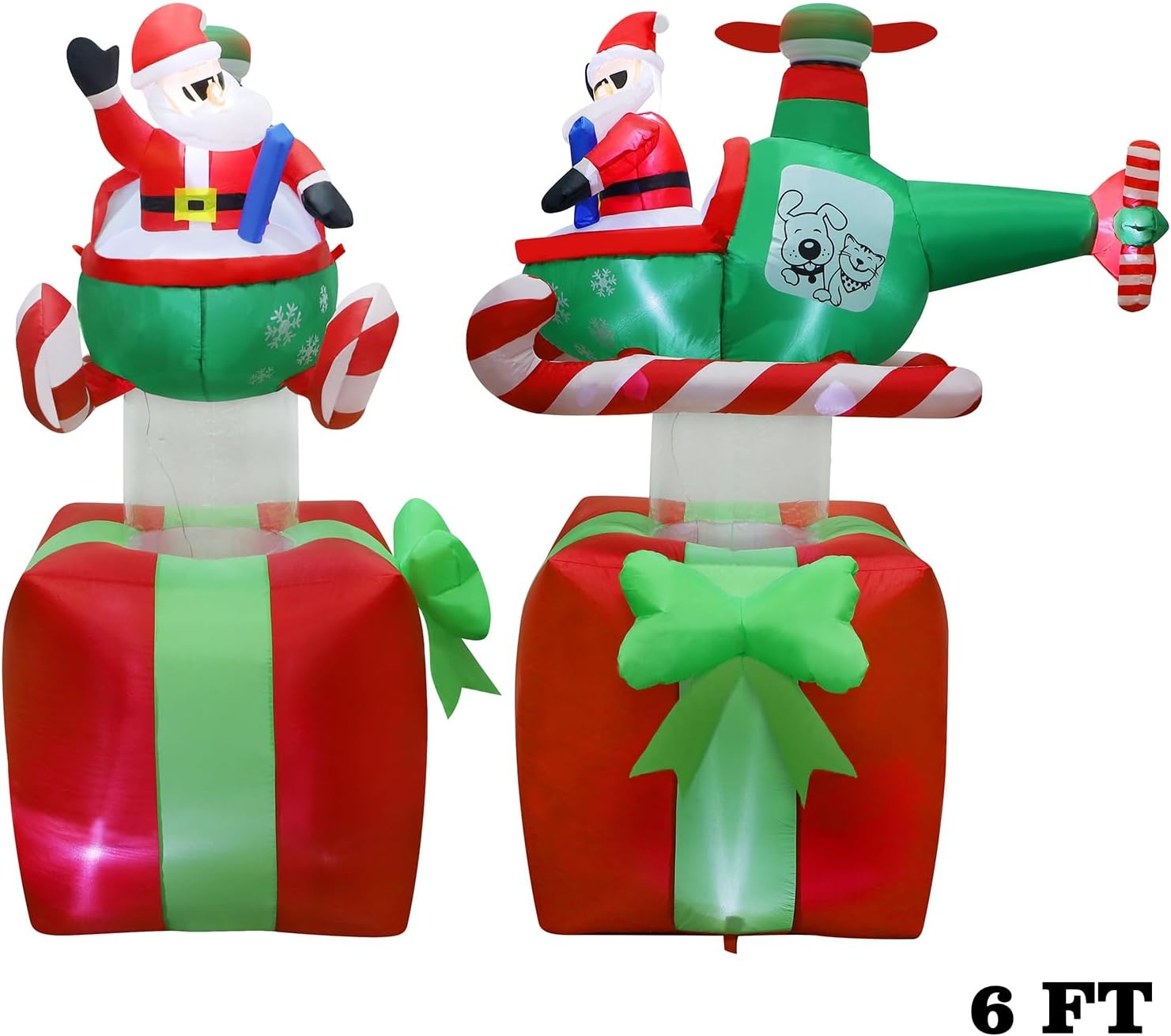 Juegoal 6FT Christmas Inflatable Santa with Helicopter, Lighted Outdoor Decoration for Lawn and Garden