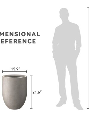 Kante 21.7″ Weathered Concrete Tall Planter – Durable, Modern Design with Drainage for Indoor/Outdoor Use