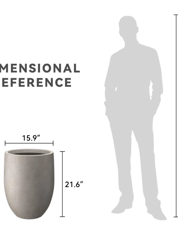 Kante 21.7" Weathered Concrete Tall Planter - Durable, Modern Design with Drainage for Indoor/Outdoor Use