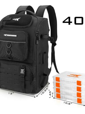 KastKing Karryall Fishing Tackle Backpack, Water-Resistant, 14 Pockets, 40L, with Rod Holders, Ideal for Outdoor Activities
