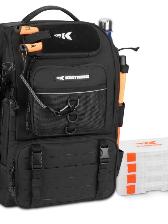 KastKing Karryall Fishing Tackle Backpack, Water-Resistant, 14 Pockets, 40L, with Rod Holders, Ideal for Outdoor Activities