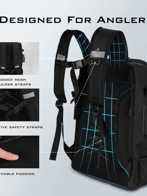 KastKing Karryall Fishing Tackle Backpack, Water-Resistant, 14 Pockets, 40L, with Rod Holders, Ideal for Outdoor Activities