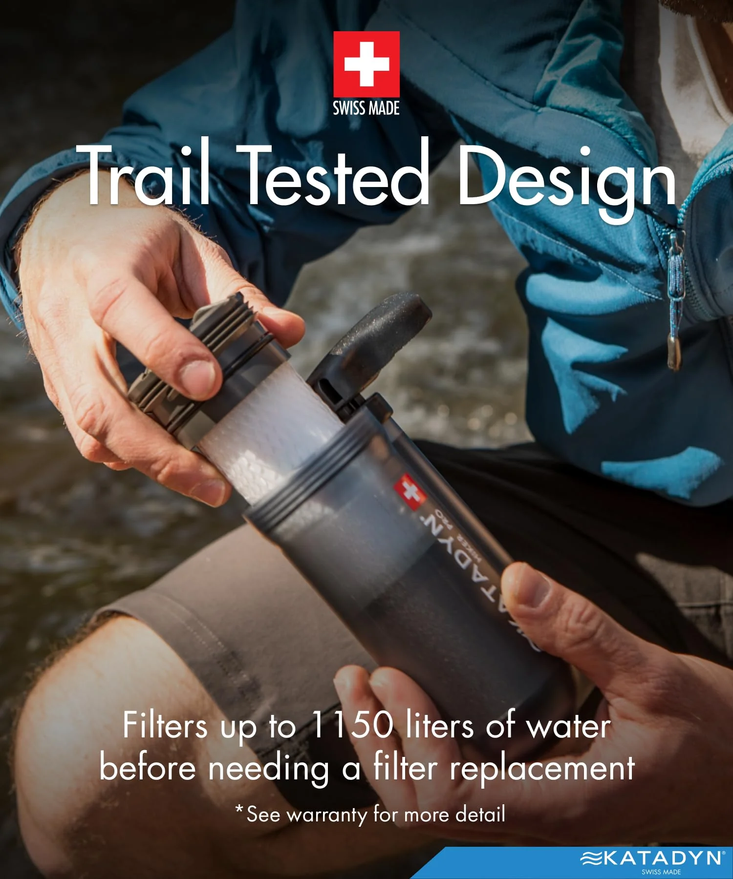 Katadyn Hiker Pro Hand Pump Water Filter - Lightweight, Fast Flow, Easy Clean, 0.2-Micron Filtration for Hiking & Camping