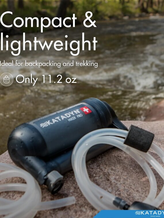 Katadyn Hiker Pro Hand Pump Water Filter - Lightweight, Fast Flow, Easy Clean, 0.2-Micron Filtration for Hiking & Camping