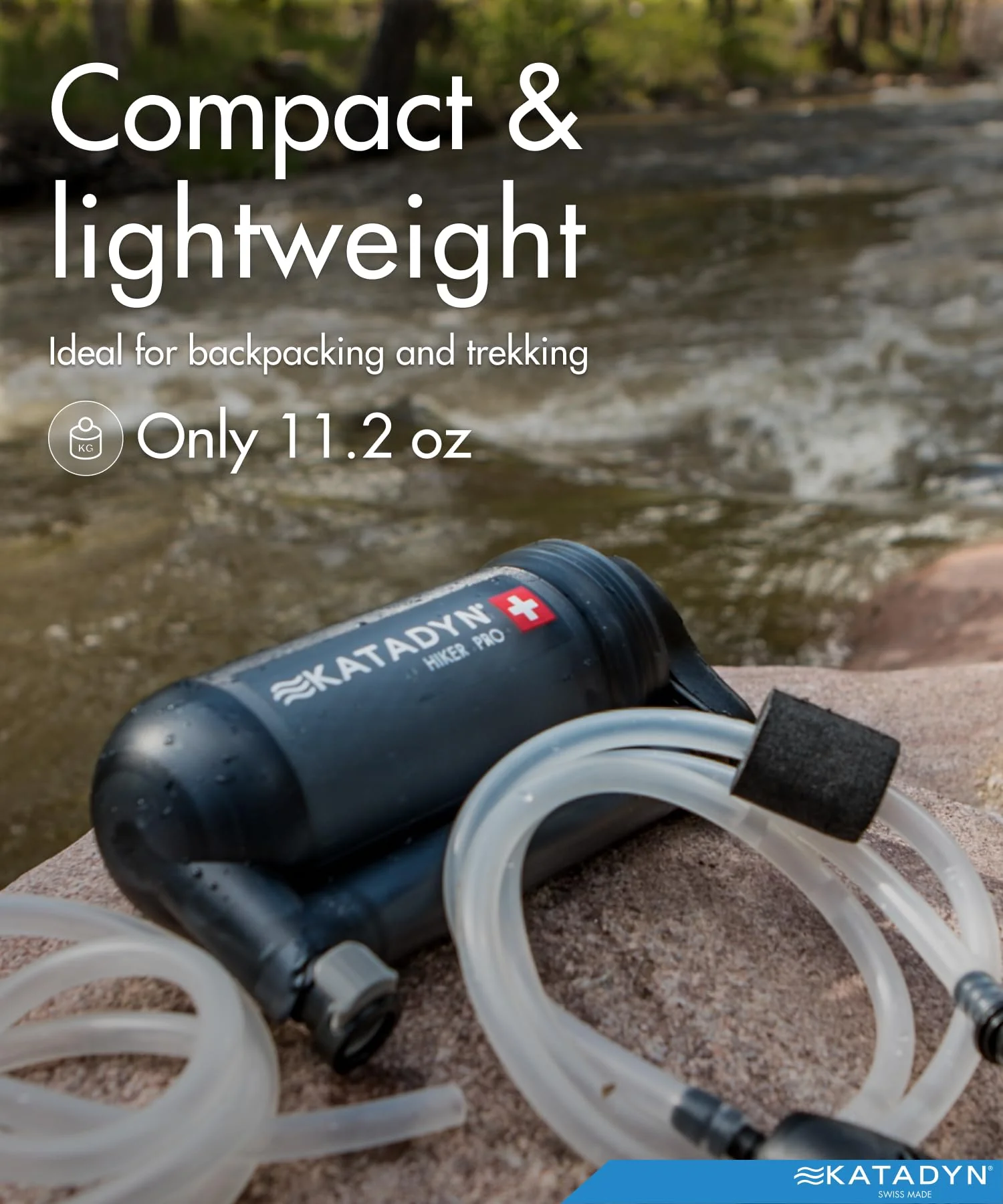 Katadyn Hiker Pro Hand Pump Water Filter - Lightweight, Fast Flow, Easy Clean, 0.2-Micron Filtration for Hiking & Camping