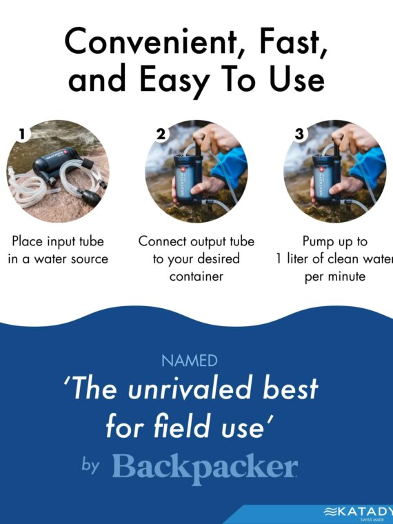 Katadyn Hiker Pro Hand Pump Water Filter - Lightweight, Fast Flow, Easy Clean, 0.2-Micron Filtration for Hiking & Camping