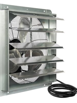 KEN BROWN 20" Shutter Exhaust Fan, Corrosion Resistant, Automatic Shutters, Easy Install, Superior Airflow for Home & Industrial Use