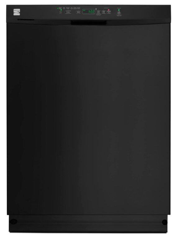 Kenmore 13099 24" Built-In Dishwasher, PowerWave Spray Arm, Black, Quiet 53 dBA, Time Display