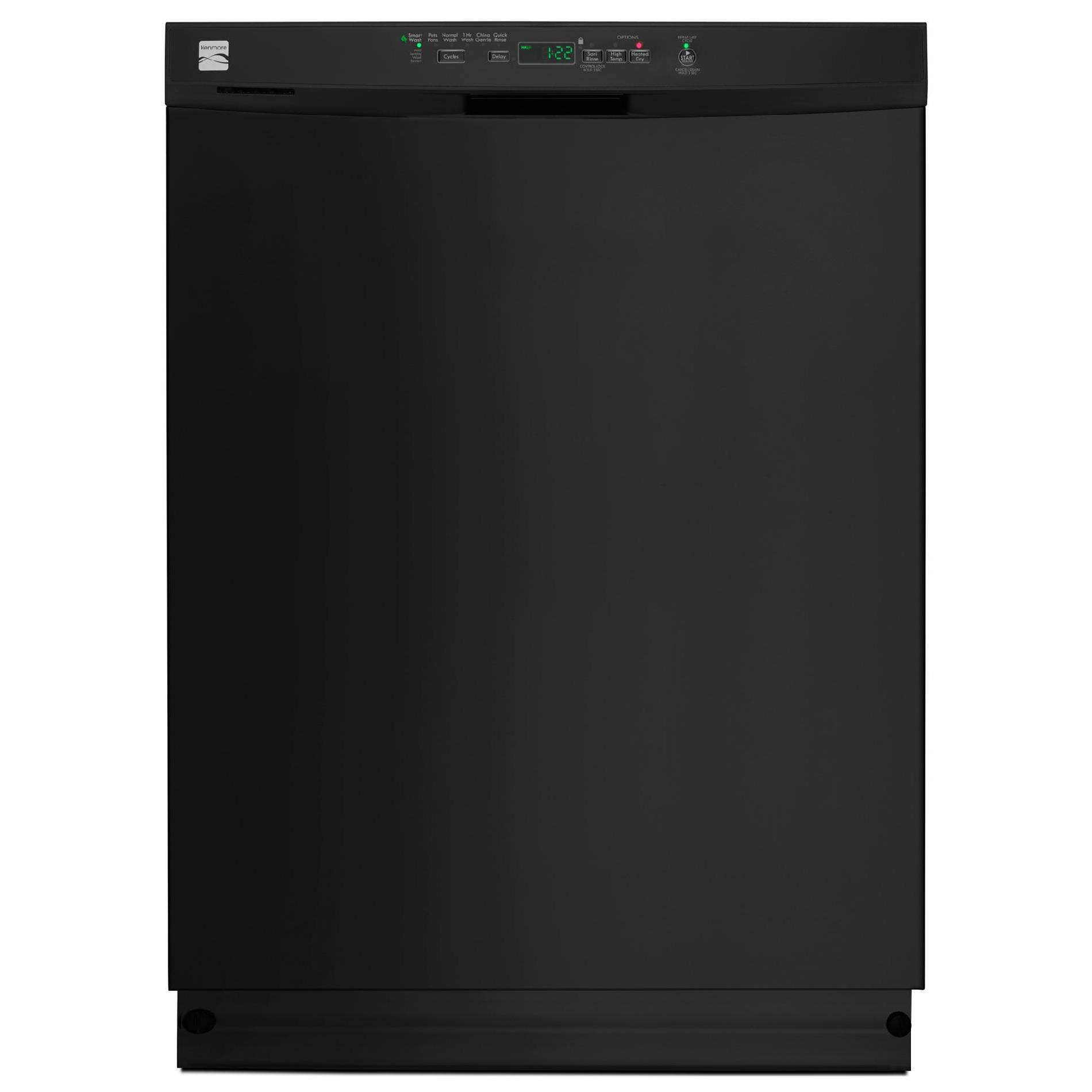 Kenmore 13099 24" Built-In Dishwasher, PowerWave Spray Arm, Black, Quiet 53 dBA, Time Display
